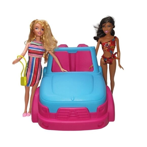 Barbie Dolls Convertible Pink Blue SUV Playset Bundle Barbie Mattel - Picture 1 of 5